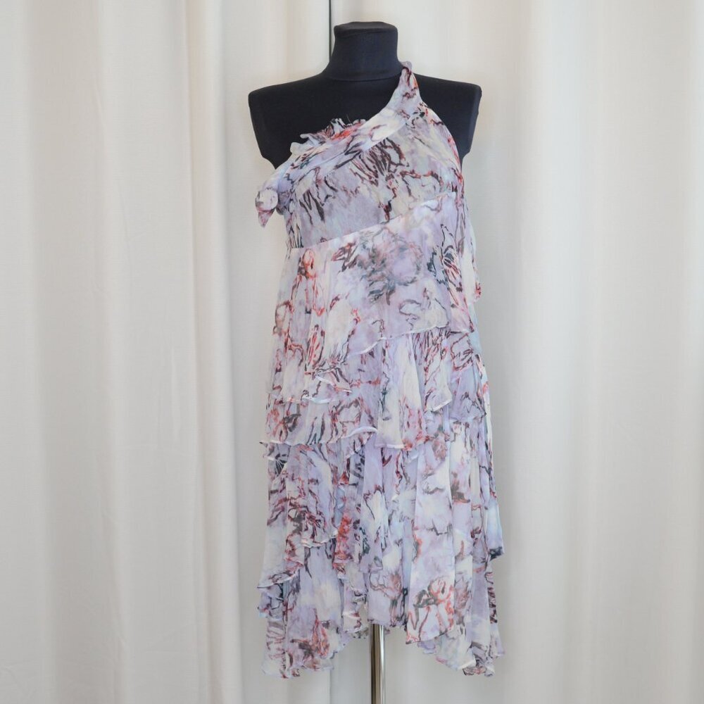 IRO Paris Jofrey Ruffle Mini Dress in Lilas Multico Sz 2 - Picture 3 of 10